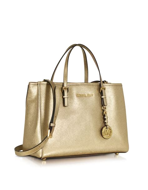 michael michael kors jet set medium travel tote pale gold|michael kors handbags medium jetset.